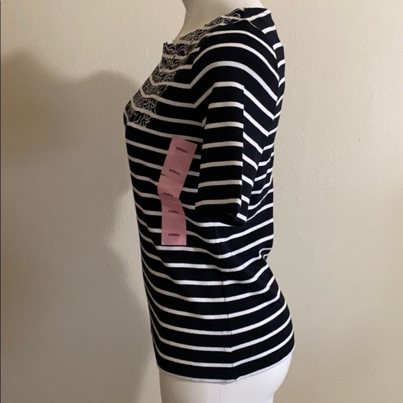 Rafaella black/white stripes embroidered size S - Picture 2 of 8